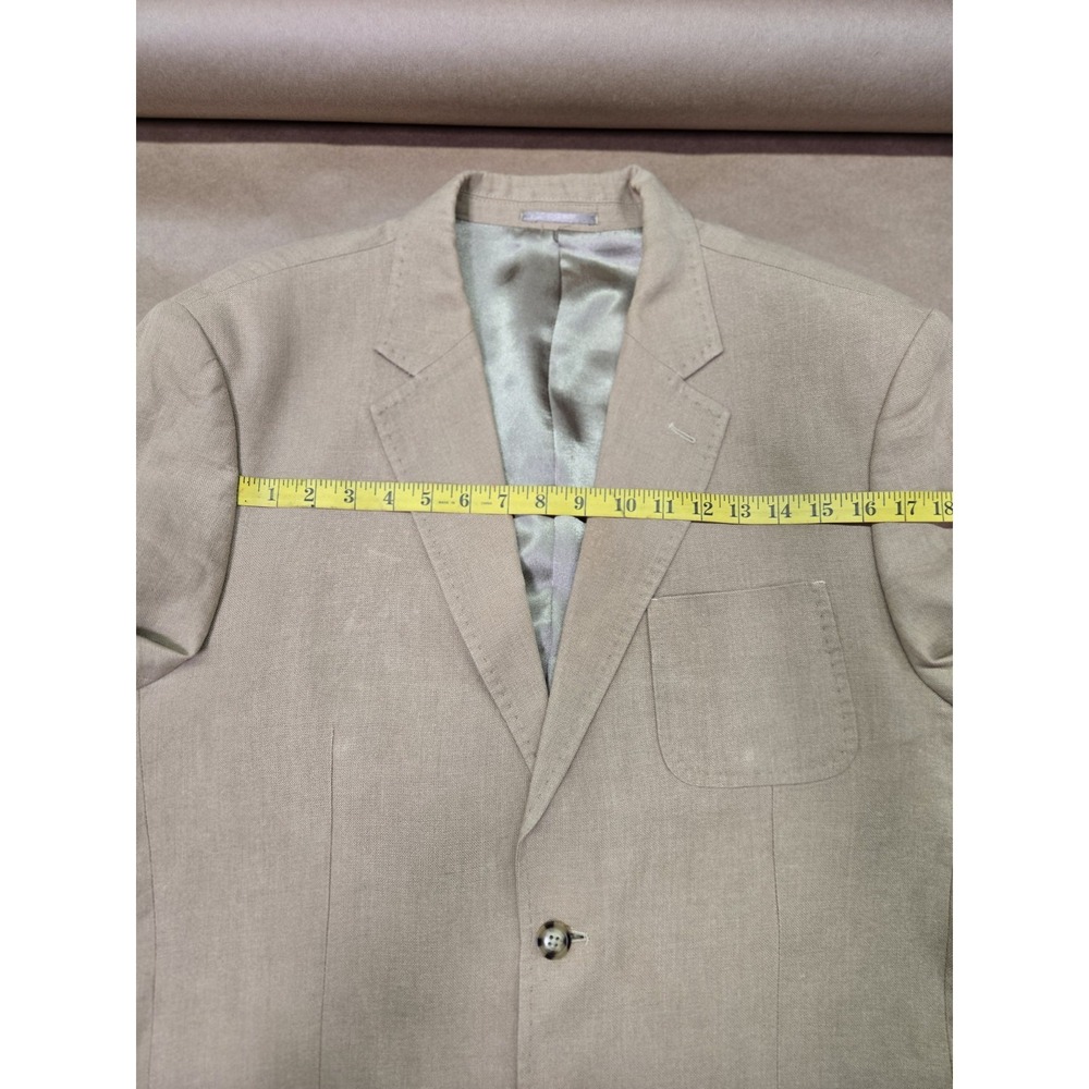 Marconi Men's 100% Linen Khaki Blazer Size L, Small Stain On Right Side Pocket. - Picture 14 of 16